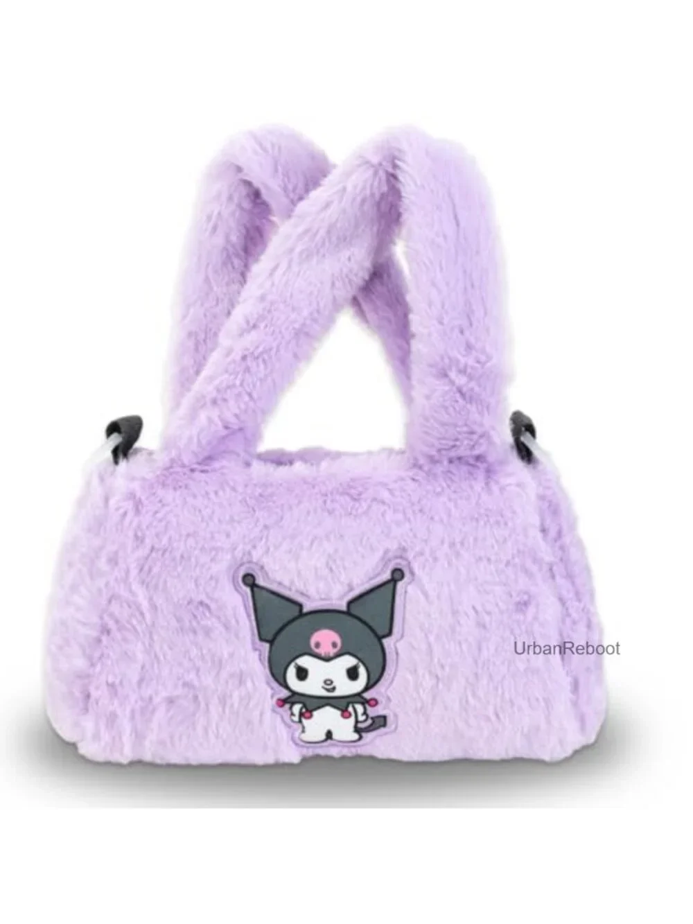 Kuromi Plush Purse for Girls Set Fuzzy Shoulder Bag Stickers Water Bottle